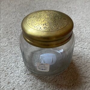 Shabby Chic Elegant Gold-Lidded Glass Jar